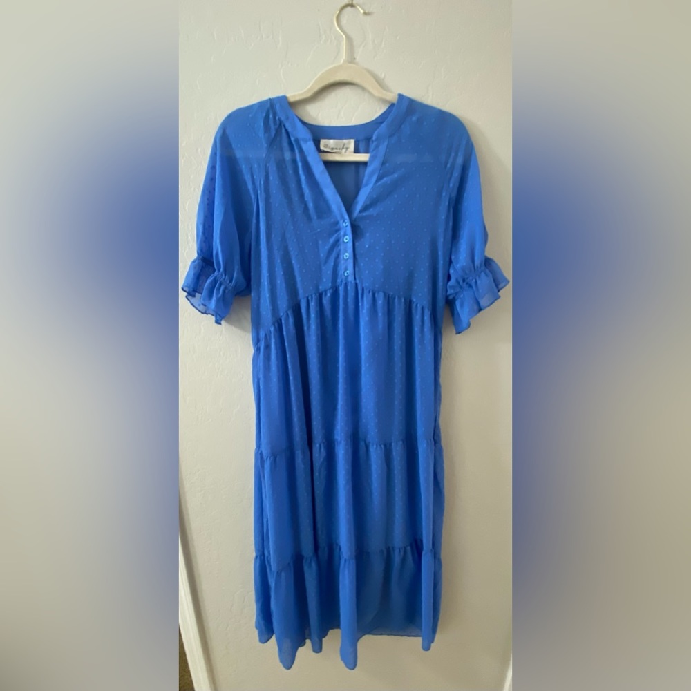 Signify Blue Maxi Polka Dot Dress